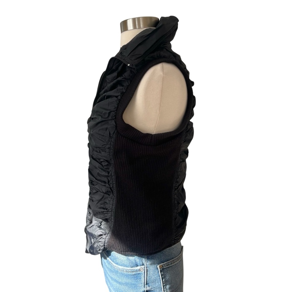 Free People shirred full zip insulated nylon vest black S - Picture 6 of 13